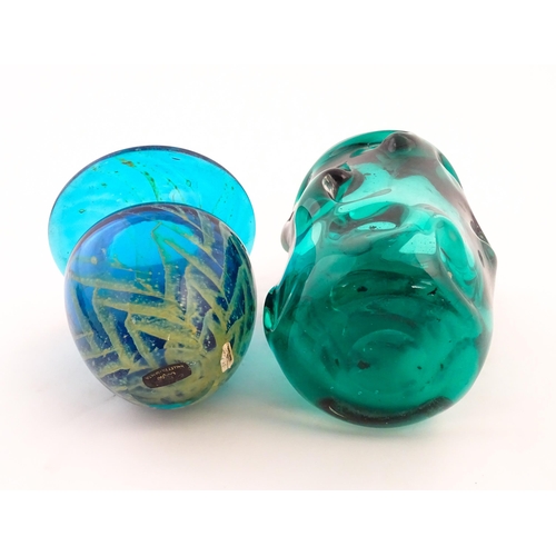 222 - Two art glass vases to include a Whitefriars vase with knobbly detail by Geoffrey Baxter, and a Mdin... 