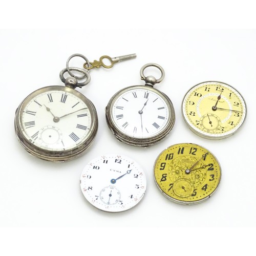 801 - A Victorian silver cased pocket watch hallmarked Birmingham 1885 maker Waltham Watch Co. Together wi... 