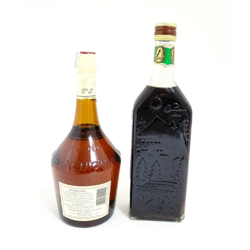 1124 - A 70cl bottle of Benedictine liqueur, together with a 70cl bottle of Schwarzwälder Edel-Kirsch lique... 