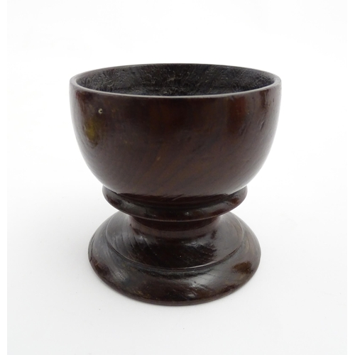 1168 - Treen : A 19thC laburnum salt of pedestal form. Approx. 3