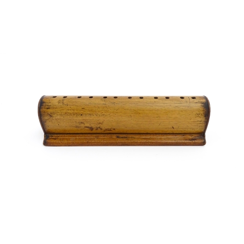 1201 - Two turned wooden stands, each with holes to top. Possibly for incense sticks. Largest approx. 19 1/... 