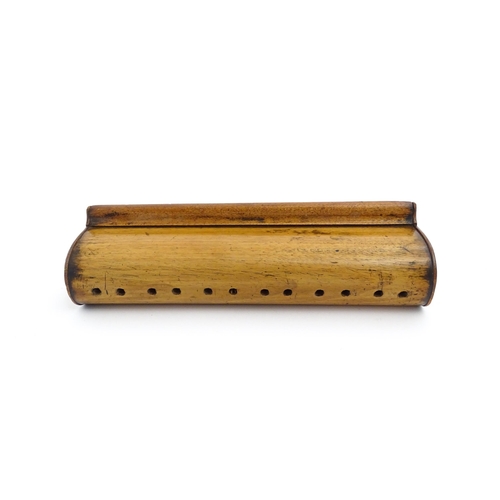 1201 - Two turned wooden stands, each with holes to top. Possibly for incense sticks. Largest approx. 19 1/... 