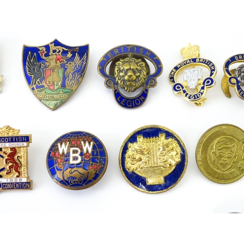 1218 - A quantity of assorted badges etc, including enamelled examples for the Royal British Legion, Boy Sc... 