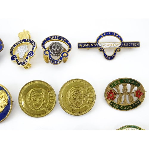 1218 - A quantity of assorted badges etc, including enamelled examples for the Royal British Legion, Boy Sc... 