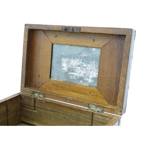 1258 - A 19thC vanity / workbox with inlaid decoration, the interior with mirror to lid. Approx. 6 3/4