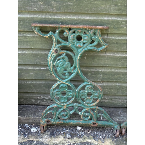 1340 - Garden / Architectural : A pair of late 19th / early 20thC cast iron table uprights / supports with ... 