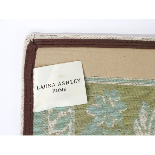 1360 - Carpet / Rug : A Laura Ashley rug, the cream ground with pale blue and beige floral and acanthus det... 