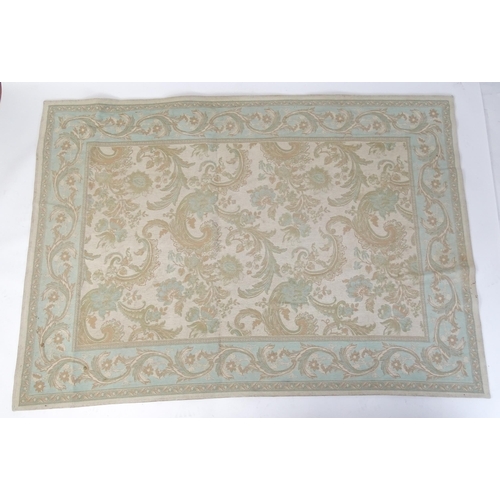 1360 - Carpet / Rug : A Laura Ashley rug, the cream ground with pale blue and beige floral and acanthus det... 