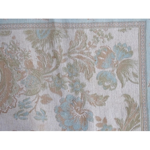 1360 - Carpet / Rug : A Laura Ashley rug, the cream ground with pale blue and beige floral and acanthus det... 