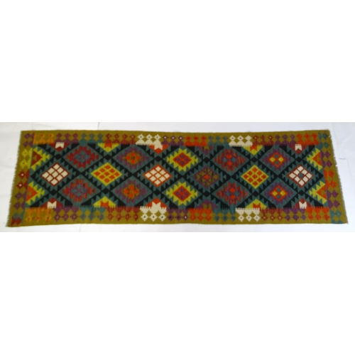 1370 - Carpet / Rug : A  Maimana kilim runner decorated with repeating geometric patterning. 118