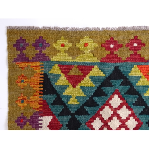 1370 - Carpet / Rug : A  Maimana kilim runner decorated with repeating geometric patterning. 118