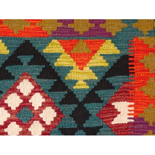 1370 - Carpet / Rug : A  Maimana kilim runner decorated with repeating geometric patterning. 118