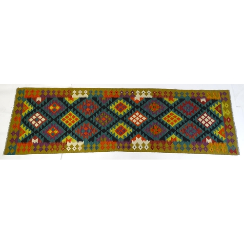 1370 - Carpet / Rug : A  Maimana kilim runner decorated with repeating geometric patterning. 118