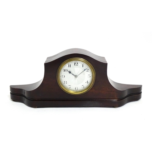 1406 - A French mahogany cased mantle clock with silvered dial with Arabic numerals and Japy Freres movemen... 