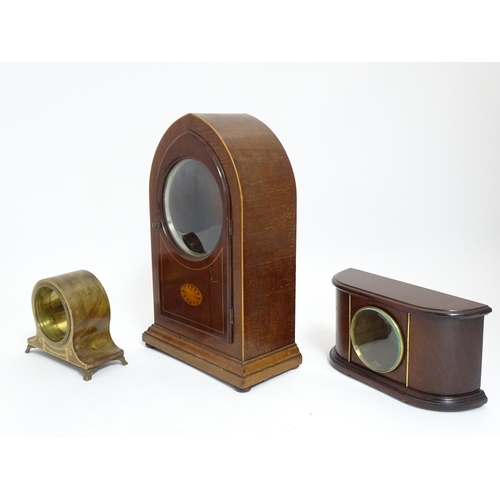 1416 - Three various mantle clock cases, to include on of lancet shape. Approx 15 1/2