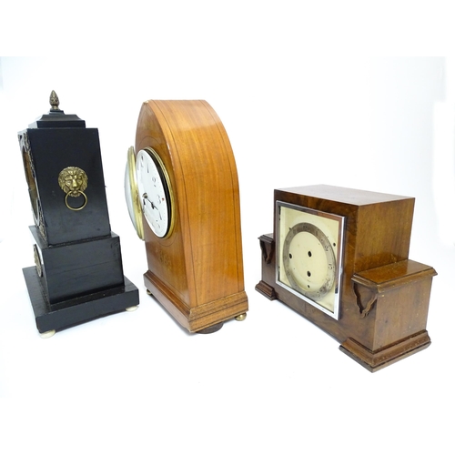 1417 - Three assorted mantel clocks to include one of lancet form. Largest approx. 15 1/2