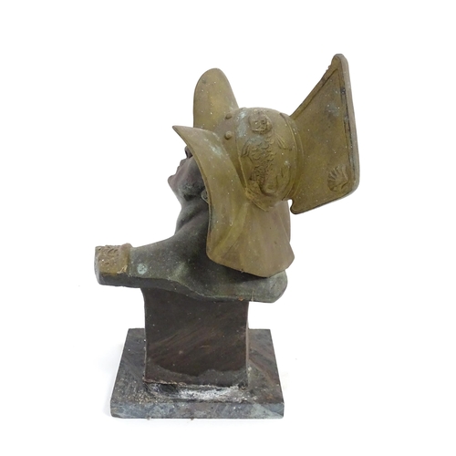 1003 - An early 20thC Italian cast bust after Richard Aurili depicting a Gladiator, titled to base Ave Caes... 