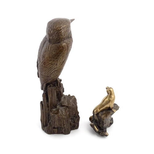 1074 - Two 20thC bronzed resin sculptures after Brian Elton comprising Kingfisher, and Seal. Both with cast... 