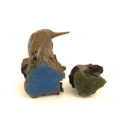 1074 - Two 20thC bronzed resin sculptures after Brian Elton comprising Kingfisher, and Seal. Both with cast... 