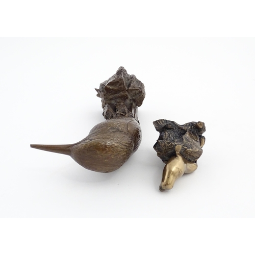 1074 - Two 20thC bronzed resin sculptures after Brian Elton comprising Kingfisher, and Seal. Both with cast... 