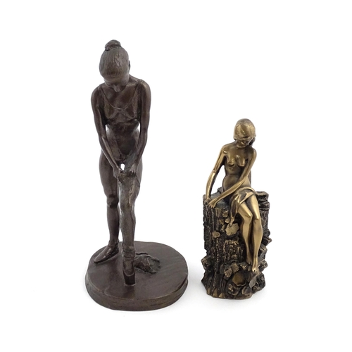 1075 - Two 20thC bronzed resin sculptures comprising a Wood Nymph after Giovanni Schoeman, and a ballerina ... 