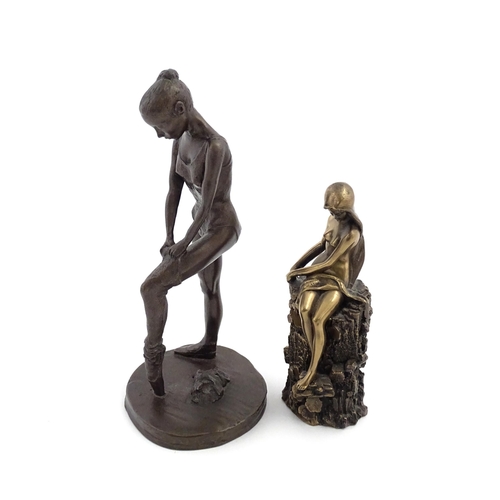 1075 - Two 20thC bronzed resin sculptures comprising a Wood Nymph after Giovanni Schoeman, and a ballerina ... 