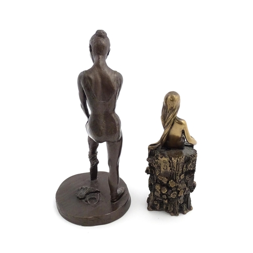 1075 - Two 20thC bronzed resin sculptures comprising a Wood Nymph after Giovanni Schoeman, and a ballerina ... 