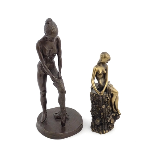 1075 - Two 20thC bronzed resin sculptures comprising a Wood Nymph after Giovanni Schoeman, and a ballerina ... 