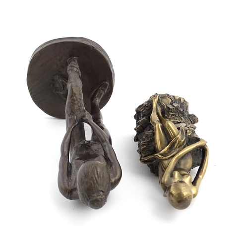 1075 - Two 20thC bronzed resin sculptures comprising a Wood Nymph after Giovanni Schoeman, and a ballerina ... 