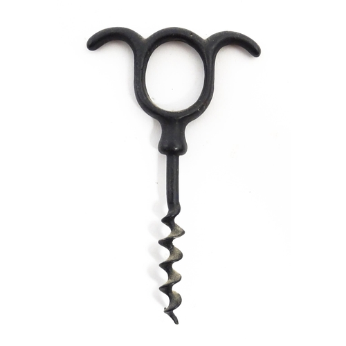 1182 - A quantity of assorted corkscrews, bottle openers, etc. to include a bulls head tin / can opener, a ... 