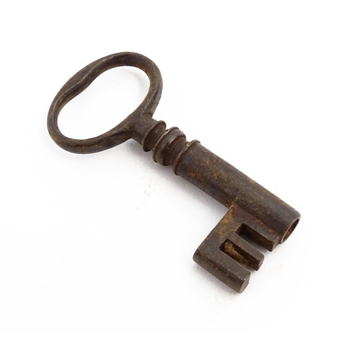 1184 - A quantity of assorted old keys. Together with a Victorian padlock, and another of shaped form with ... 