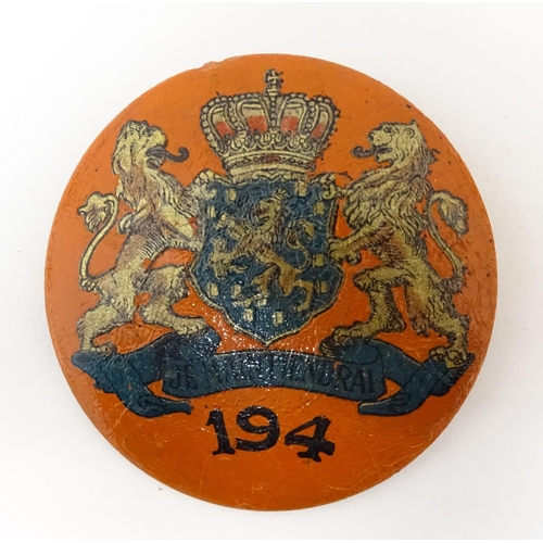 1214 - A quantity of assorted medals, badges and pins, to include a hand painted wooden badge decorated wit... 