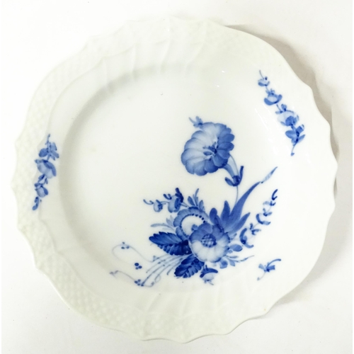 195 - A quantity of Royal Copenhagen tea wares decorated in the Blue Flowers pattern, to include teapot, w... 