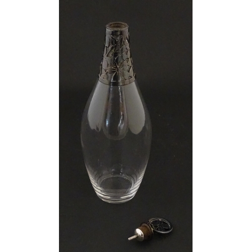 233 - A glass bottle with French silver mounts, together with a glass George III mustard pot with silver m... 