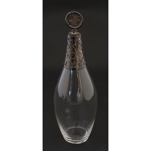 233 - A glass bottle with French silver mounts, together with a glass George III mustard pot with silver m... 