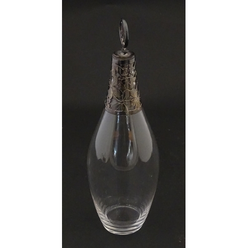 233 - A glass bottle with French silver mounts, together with a glass George III mustard pot with silver m... 