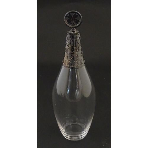 233 - A glass bottle with French silver mounts, together with a glass George III mustard pot with silver m... 