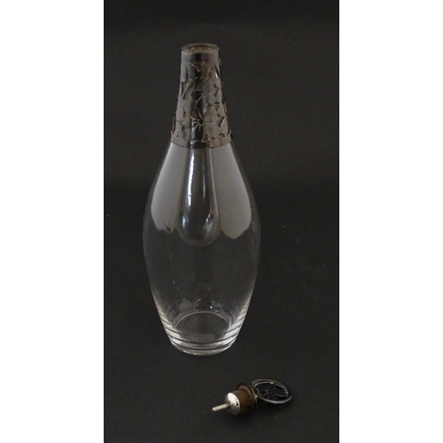 233 - A glass bottle with French silver mounts, together with a glass George III mustard pot with silver m... 