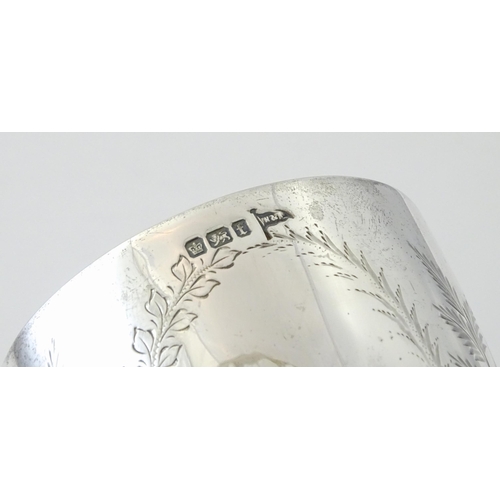 390 - A Victorian silver goblet with engraved foliate detail and gilded interior, hallmarked Sheffield 189... 