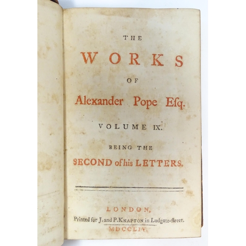 891 - Books: The Works of Alexander Pope comprising Volume VII containing his Miscellaneous Pieces in Pros... 