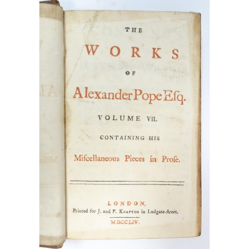 891 - Books: The Works of Alexander Pope comprising Volume VII containing his Miscellaneous Pieces in Pros... 