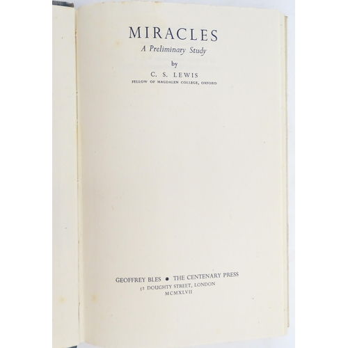 931 - Books: Six assorted books comprising English Legends by Henry Bett, 1950; Miracles by C. S. Lewis, 1... 