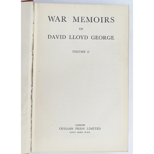 936 - Books: War Memoirs of David Lloyd George, Volumes 1 & 2. Published by Odhams Press, London, 1938 (2)