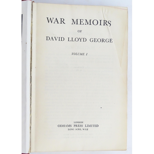 936 - Books: War Memoirs of David Lloyd George, Volumes 1 & 2. Published by Odhams Press, London, 1938 (2)