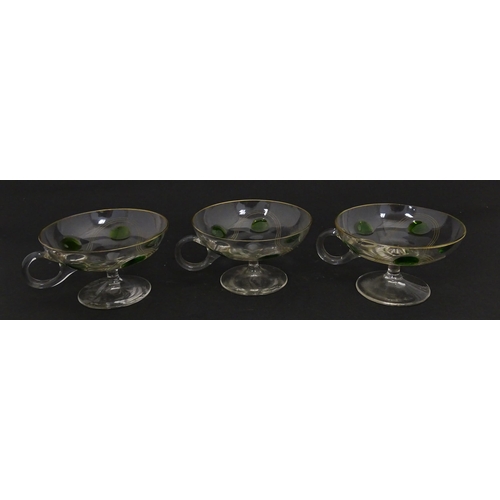 251 - WITHDRAWN FROM AUCTION - A set of six pedestal glasses with champagne coupe style bowls and green de... 