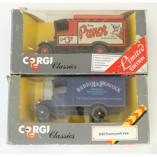 854 - Toys: A quantity of Corgi Classic die cast scale model Thorneycroft Vans, to include Lea & Perrins, ... 