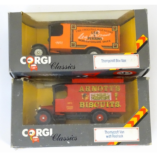 854 - Toys: A quantity of Corgi Classic die cast scale model Thorneycroft Vans, to include Lea & Perrins, ... 