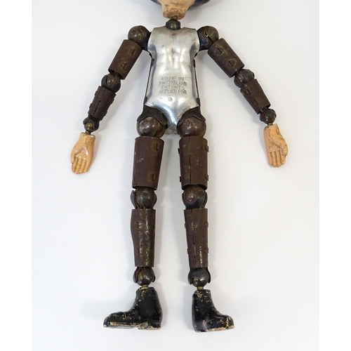 858 - Toys: An early 20thC Swiss Bucherer SABA articulated female doll. Marked to reverse Made in Switzerl... 