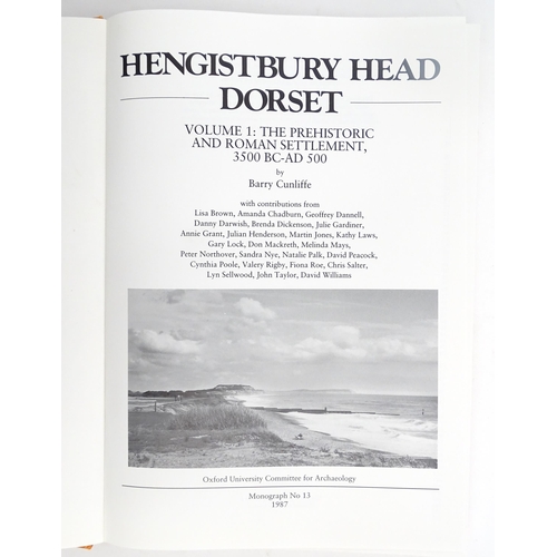 995 - Books: Four books on the subject of archaeological sites to include Hengistbury Head Dorset Volumes ... 