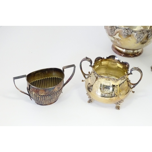 574 - A quantity of assorted silver plated wares to include chocolate pots, bowls, salad servers, caster s... 